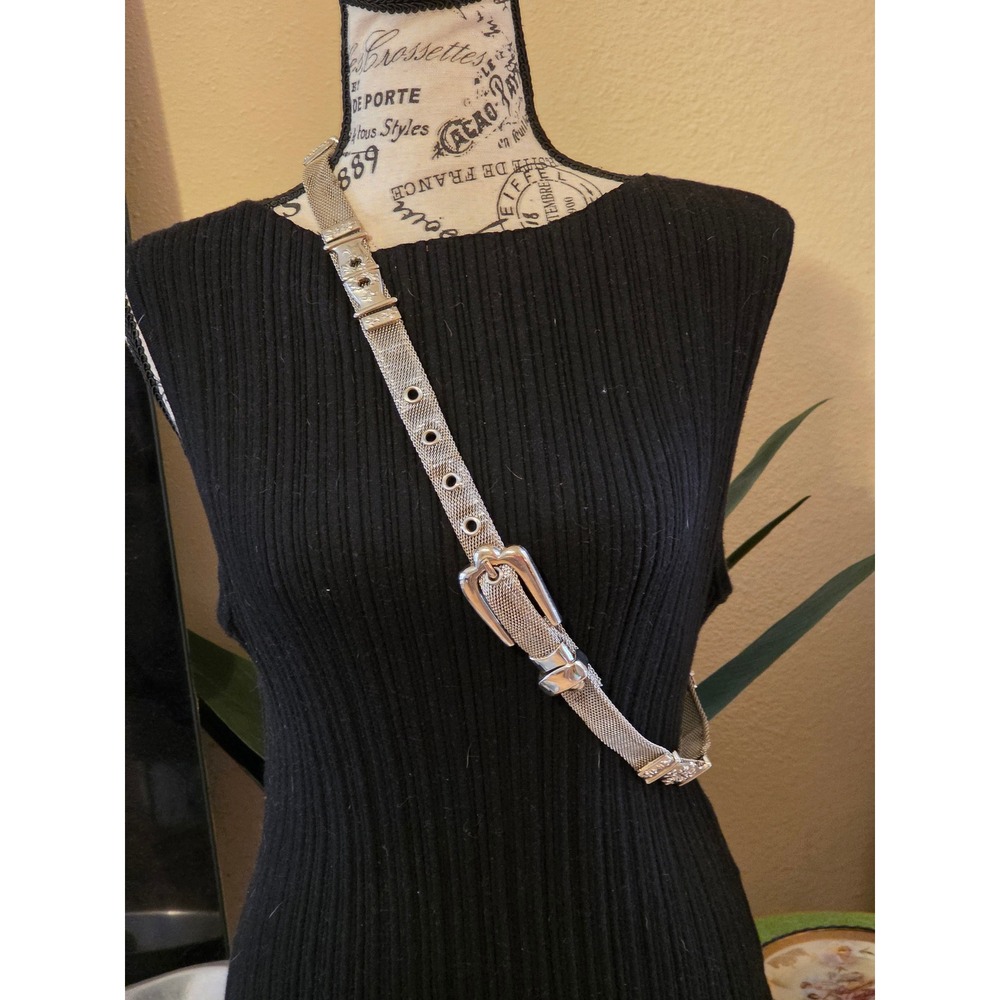 Vintage Whiting & Davis Silver Mesh Belt Floral Filigree Adjustable Disco